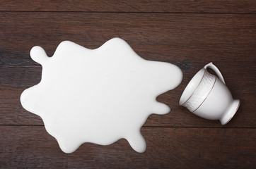 White cup and milk splash