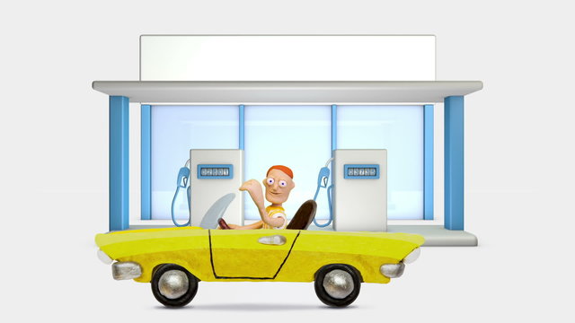 Gas Station and plasticine Car, stop motion.