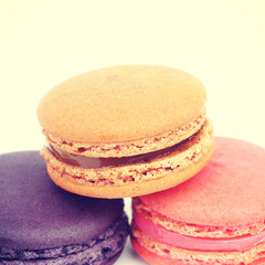 Sweet and colourful french macarons retro-vintage style