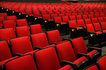 Red Chairs in movie theater