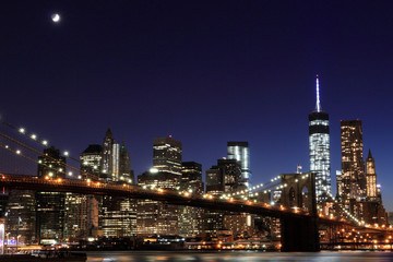 Fototapeta na wymiar Brooklyn Bridge and Manhattan Skyline , New York City