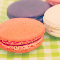 Sweet and colourful french macarons retro-vintage style
