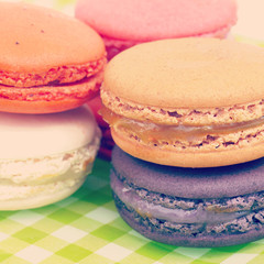 Sweet and colourful french macarons retro-vintage style