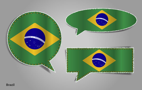 Speech bubble of brazil flag, Vector illustration