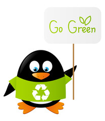 Cute penguin with ecology message
