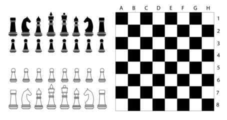 Chess pieces and desk