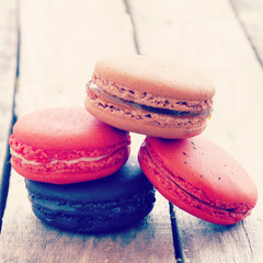 Sweet and colourful french macarons retro-vintage style