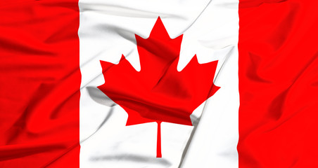 Canada flag on a silk drape waving
