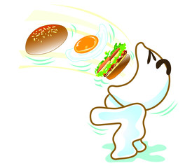Broad bill eat burger egg
