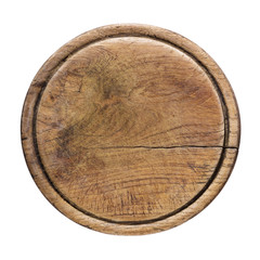 Old chopping wooden block isolated on white background.