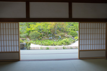 japanese garden, view of Japanese garden from inside the room