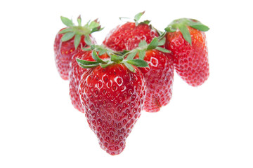 Fresh red strawberries isolated on white