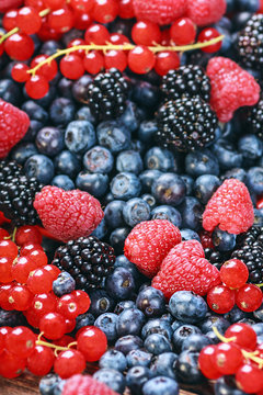 fresh blueberries, currants, blackberries, cranberries