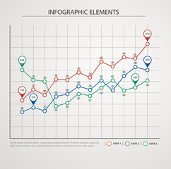 Elements of infographics with colored graphics.
