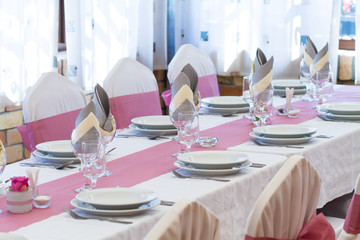 light pink wedding table set