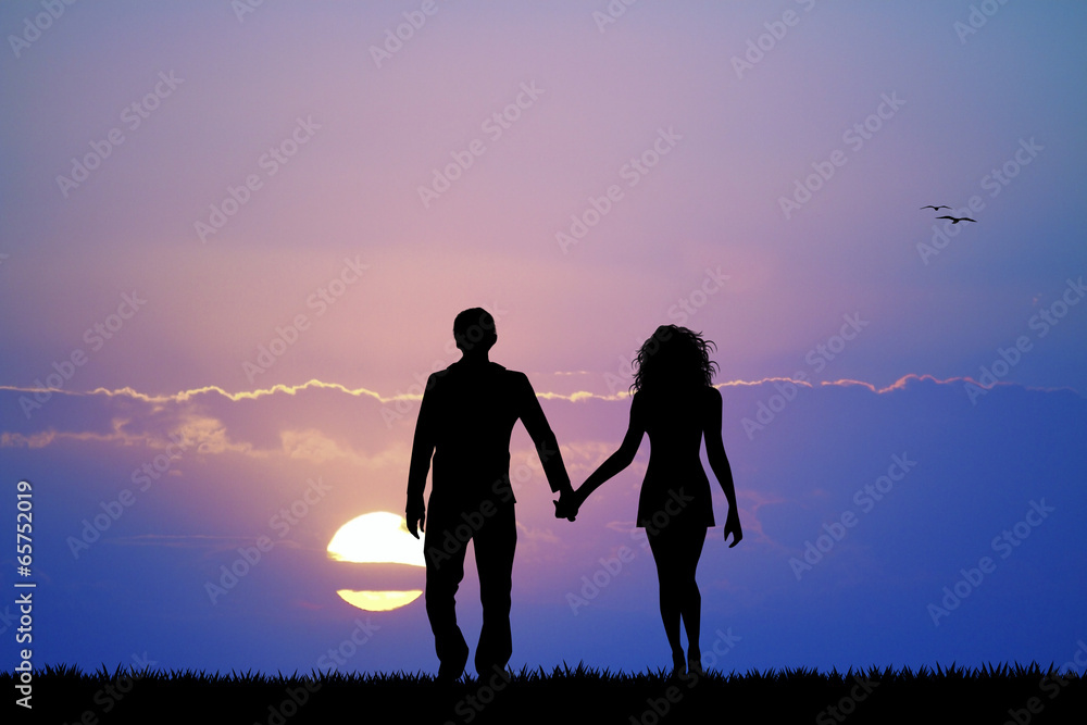 Canvas Prints couple at sunset