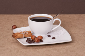 Black Coffee In White Cup