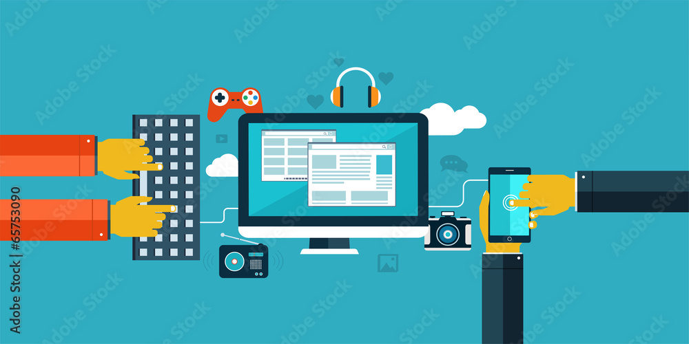 Poster flat design icons for web and mobile.