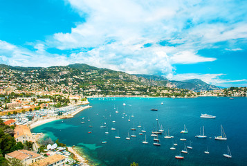Naklejka na ściany i meble view of luxury resort and bay of Cote d'Azur. french riviera
