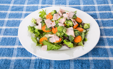 Sliced Turkey on a Fresh Vegetable Salad