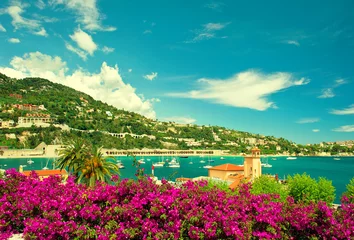 Photo sur Plexiglas Villefranche-sur-Mer, Côte d’Azur côte fleurie française, vue sur la petite ville près de Nice et Monaco