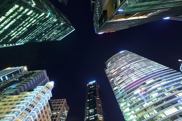 Skyscraper to sky at night