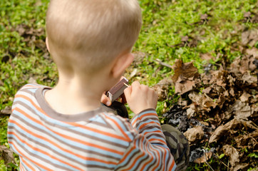 Child striking a match