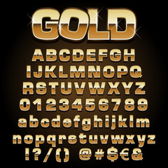 Vector illustration of a gold metal alphabet