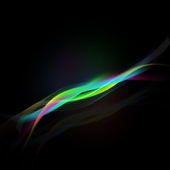 Colorful abstract lines on black