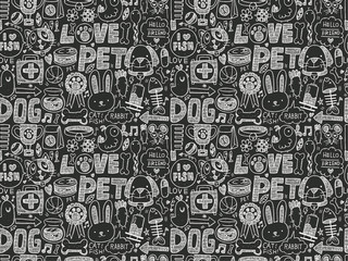 seamless doodle pet pattern