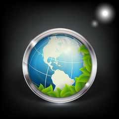 floral environmental vector frame with globe