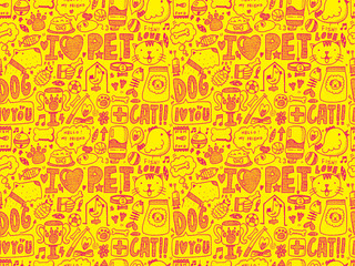 seamless doodle pet pattern