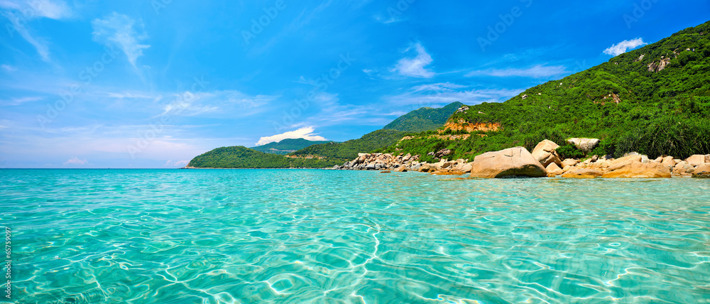 Canvas Prints Panoramic view of a tropical beach.