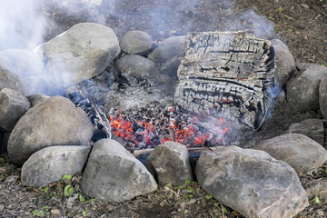 Fire Pit with Glowing Embers
