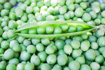 Fresh raw peas closeup