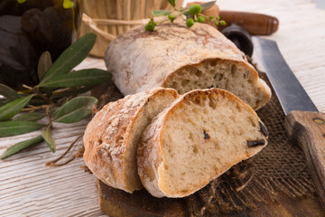 home-made olive ciabatta
