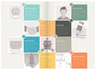 Brochure design template for business with concept icons