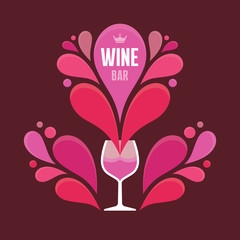 Wine Glass and Abstract Sprays - Vector Illustration