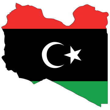 recommend clip art: Vector map with the flag inside - Libya.