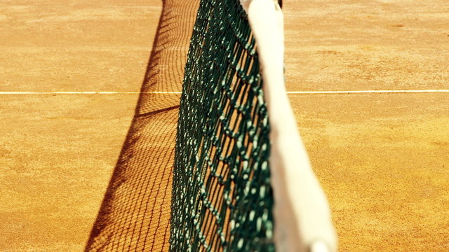 Tennis net with shallow depth of field.