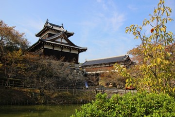Fototapeta na wymiar Castle Tower over the main entrance gate, Kyoyama castle