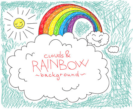 Clouds and rainbow background