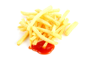 French fries and ketchup