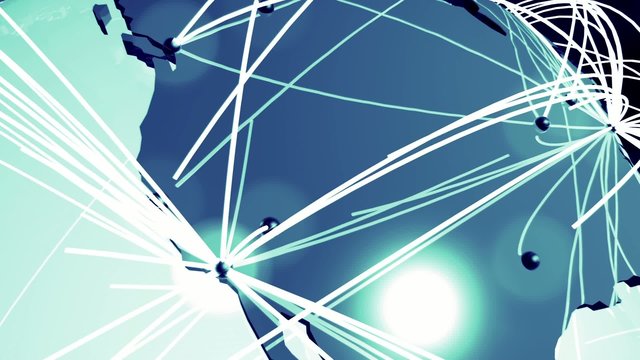 Worldwide Network Connections Globe USA and Far East