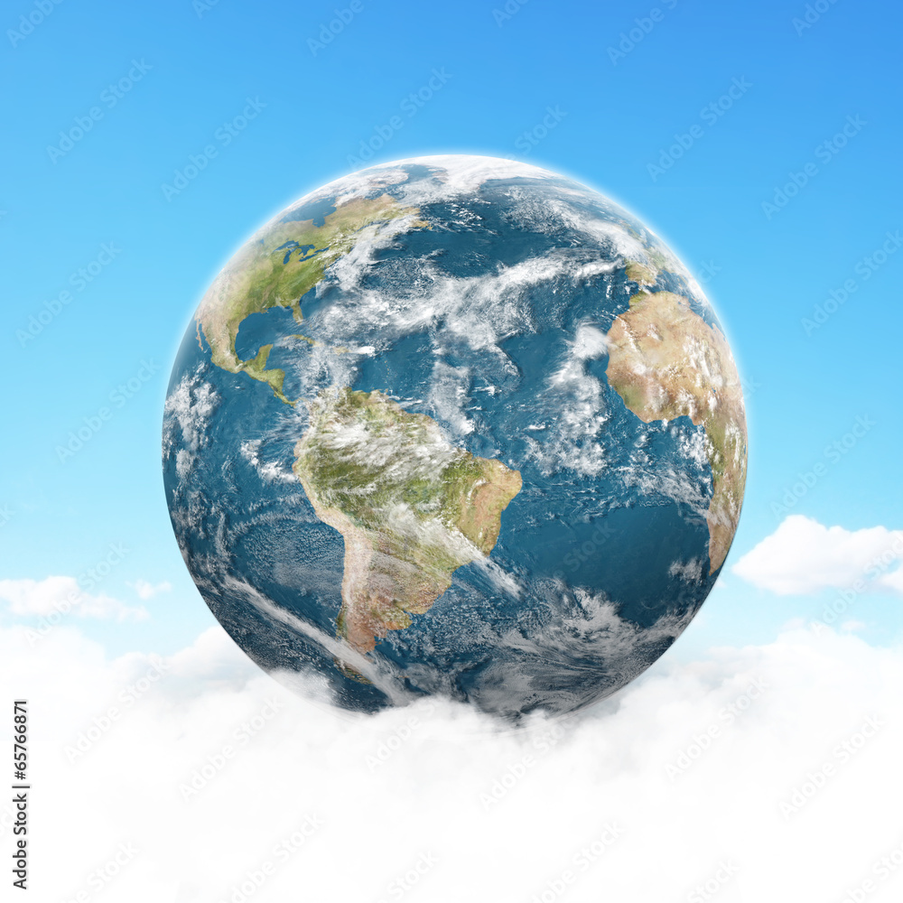 Canvas Prints planet earth on a cloudy background