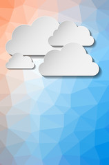 Abstract paper clouds on triangle background