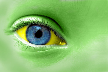 Eye with Brazil national colours concept