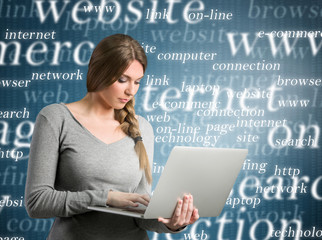 Beautiful girl using internet