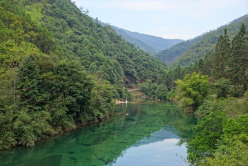 Fototapeta na wymiar Canyon in Wuyishan Mountain, Fujian province, China