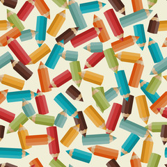 Seamless pattern with colored pencils in retro style.